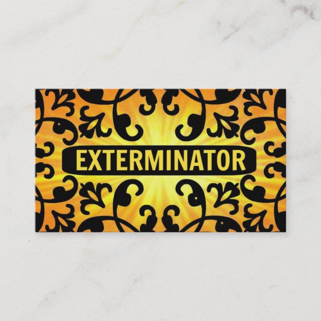 Exterminator Sunshine Damask Business Card (Front)