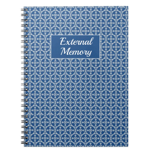 External memory blue white ogee Moroccan pattern N Notebook (Front)