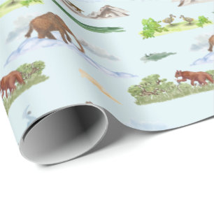 Extinct Animal Toile  Wrapping Paper