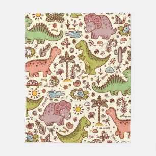 Extinct animals. Prehistoric Reptiles. Cute Cartoo Fleece Blanket