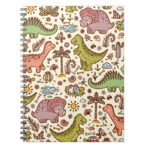 Extinct animals. Prehistoric Reptiles. Cute Cartoo Notebook