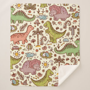 Extinct animals. Prehistoric Reptiles. Cute Cartoo Sherpa Blanket