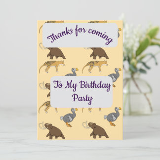 Extinct Animals Thank you Card