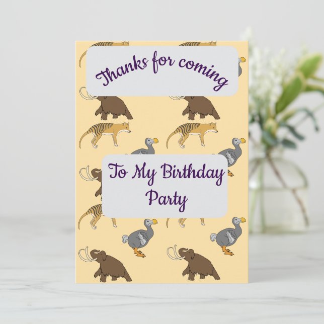 Extinct Animals Thank you Card (Standing Front)
