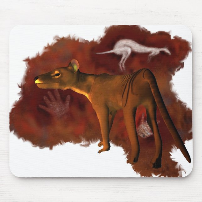 Extinct Forever - Thylacine or Tasmanian tiger Mouse Mat (Front)