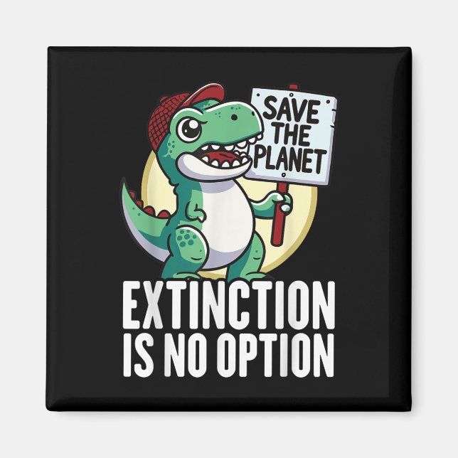 Extinction Is No Option Dinosaur Environmental Pro Magnet (Front)