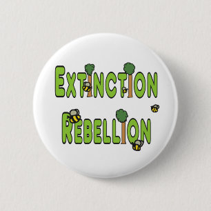 Extinction Rebellion Trees and Bees 6 Cm Round Badge