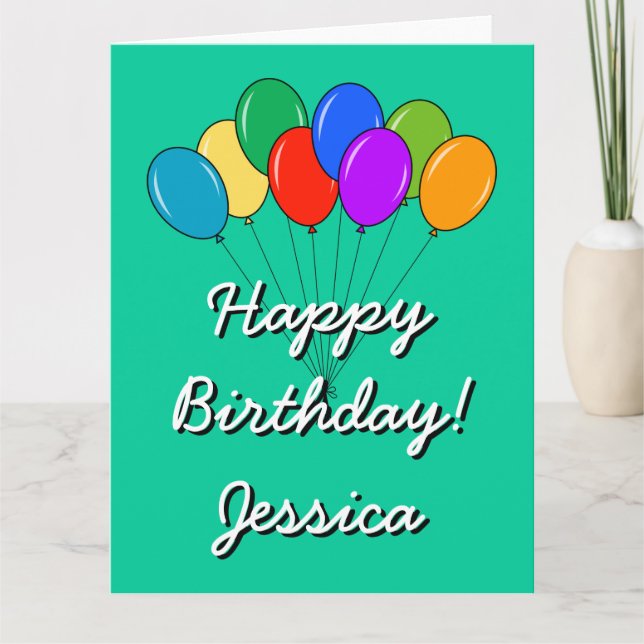 Extra BIG Birthday card with coloured balloons (Front)