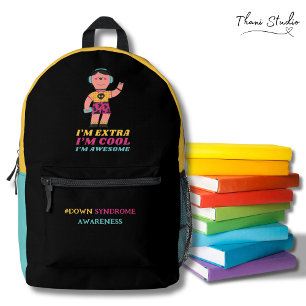 Extra Cool Awesome Girl Down Syndrome Awareness Printed Backpack