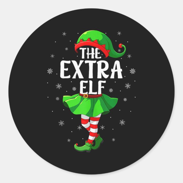 Extra Elf Christmas Girls Women Elf Squad Xmas Fam Classic Round Sticker (Front)