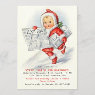 Extra Extra Holiday Birthday Party Invitation