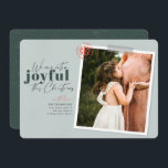 Extra Joyful Green Pregnancy Announcement Photo<br><div class="desc">A modern card with a  message that reads "We are extra joyful this Christmas" is perfect to announce your family's pregnancy. 
Personalise with your names,  favourite picture,  and a short message. 

Colour Green
 Image by Jessica Rockowits on Unsplash</div>