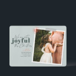 Extra Joyful Green Pregnancy Announcement Photo<br><div class="desc">A modern holiday card with a  message that reads "We are extra joyful this Christmas" perfect to announce your family's pregnancy. 
Personalise with your names,  favourite picture,  and a short message. 

Colour Green
Image by Jessica Rockowits on Unsplash</div>