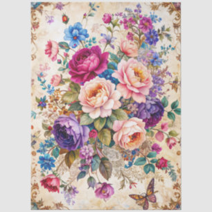 Extra Large Baroque Colorful Florals Decoupage Tissue Paper