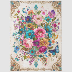 Extra Large Baroque Colorful Florals Decoupage Tissue Paper