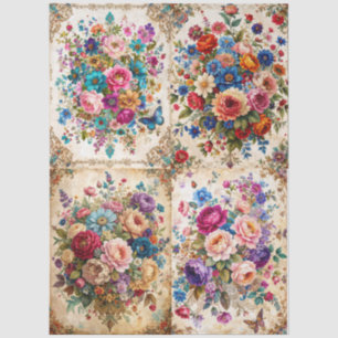 Extra Large Baroque Colourful Florals Decoupage Tissue Paper