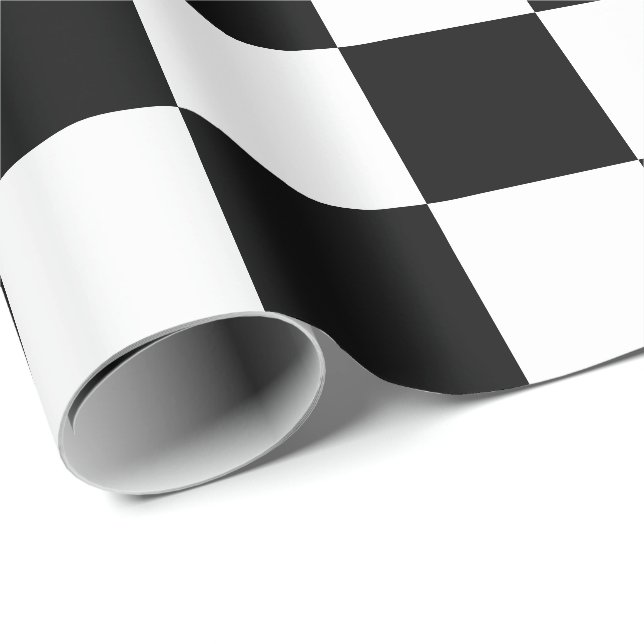 Extra Large Black and White Checks Wrapping Paper (Roll Corner)