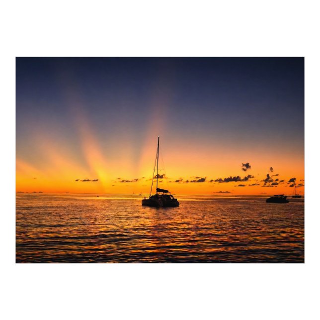 Extra Large Caribbean Sunset Sailboat Photo Print (Front)