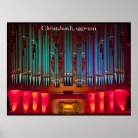 Extra large Christchurch Town Hall organ poster