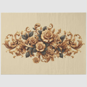 Extra Large Gold Baroque Floral Decoupage Tissue Paper