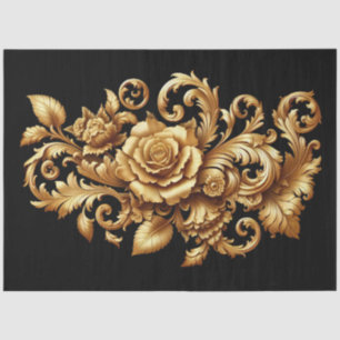 Extra Large Gold Baroque Floral Decoupage Tissue Paper