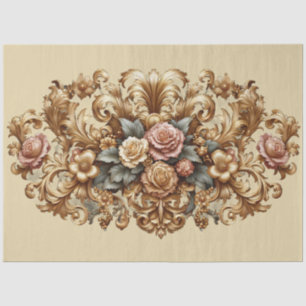 Extra Large Gold Baroque Floral Decoupage Tissue Paper