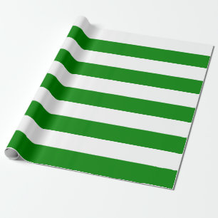 Extra Large Green and White Stripes Wrapping Paper