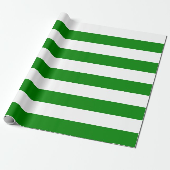 Extra Large Green and White Stripes Wrapping Paper (Unrolled)