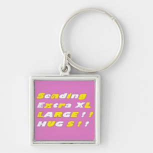 Extra Large Hugs design pink yellow white graphics Key Ring
