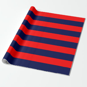 Extra Large Navy Blue and Red Stripes Wrapping Paper