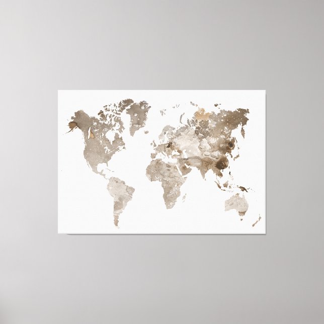 Extra large Neutral Color World Map Canvas (Front)