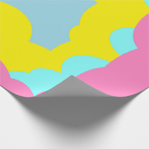 Extra large patterned in baby blue yellow and pink wrapping paper