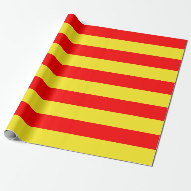 Extra Large Red and Yellow Stripes Wrapping Paper (Unrolled)