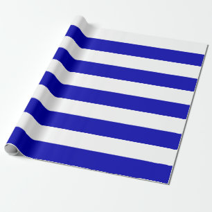 Extra Large Royal Blue and White Stripes Wrapping Paper