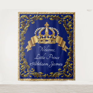 Extra Large Royal Blue Gold Prince Baby Backdrop Tapestry