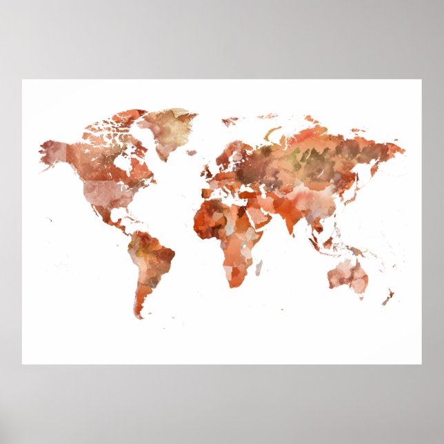 Extra large Terracotta Map, World Map poster (Front)