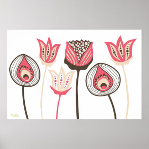 Extra Large Vintage Funky Flower Designer Art Poster