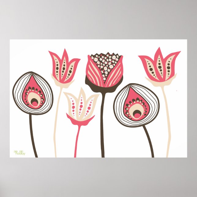 Extra Large Vintage Funky Flower Designer Art Poster (Front)