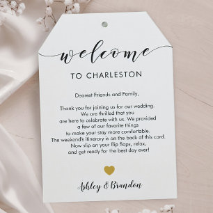 Extra Large Wedding Welcome Tag, Letter Itinerary
