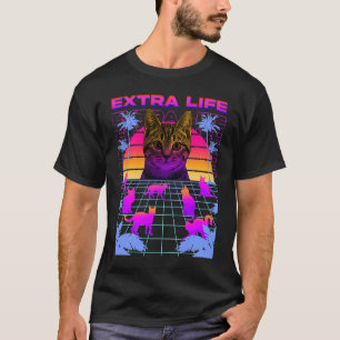 Extra Life Vaporwave Cat Kitten Kitty Cat Cat Mom T-Shirt