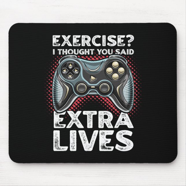 Extra Lives Funny Video Game Controller Retro Game Mouse Mat (Front)