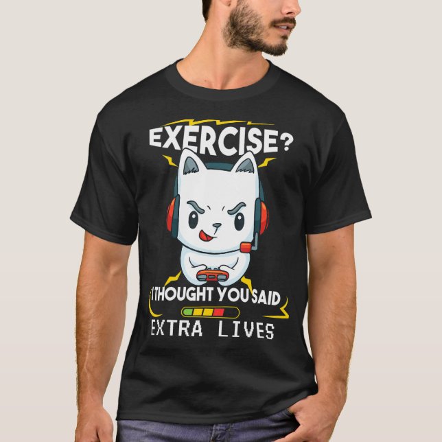 Extra Lives   Video Game Controller Retro Cat Game T-Shirt (Front)