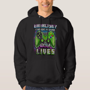 Extra Lives  Video Game Controller Retro Gamer Boy Hoodie