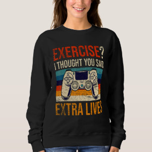 Extra Lives  Video Game Controller Retro Gamer Boy Sweatshirt