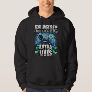 Extra Lives Video Game Controller Retro Gamer Boys Hoodie