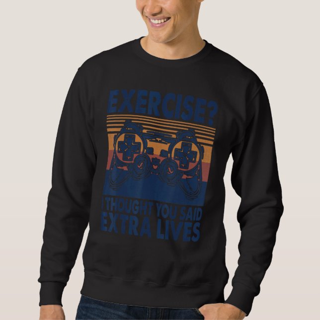 Extra Lives Video Game Controller Retro Gamer Boys Sweatshirt (Front)