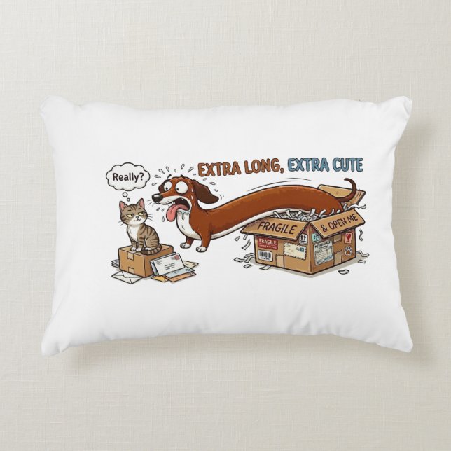 Extra Long Extra Cute Dachshund Decorative Cushion (Front)