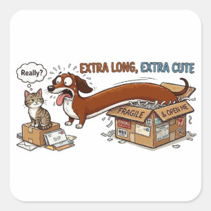 Extra Long Extra Cute Dachshund Square Sticker