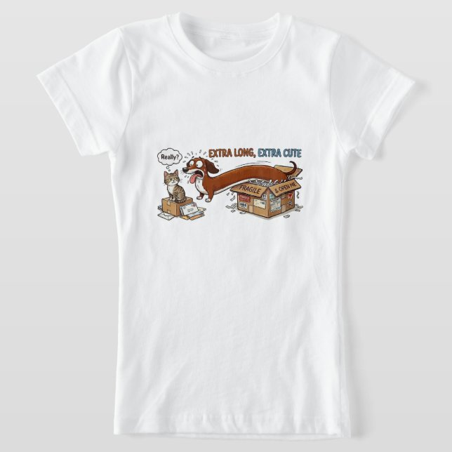 Extra Long Extra Cute Dachshund T-Shirt (Laydown)