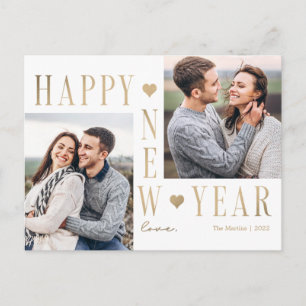 Extra Love Modern Happy New Year Photo Postcard